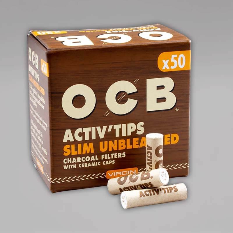OCB Active Tips Slim Unbleached 7mm Aktivkohlefilter