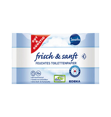 Gut & Günstig Feuchtes Toilettenpapier 70 Tücher