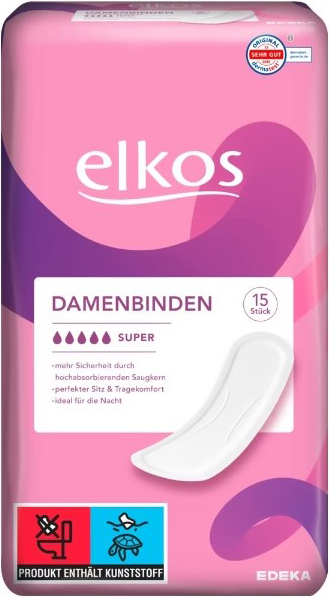Elkos Damenbinden Super 15 Stück