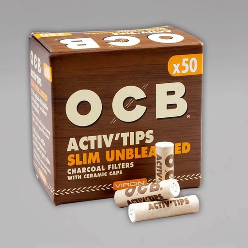 [P0003090] OCB Active Tips Slim Unbleached 7mm Aktivkohlefilter